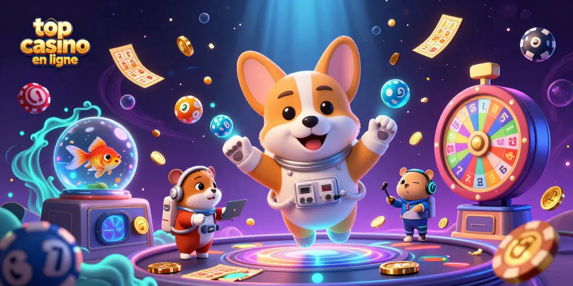 Jeu dans un casino spatial avec un corgi astronaute et des éléments de loterie, meilleur casino en ligne.