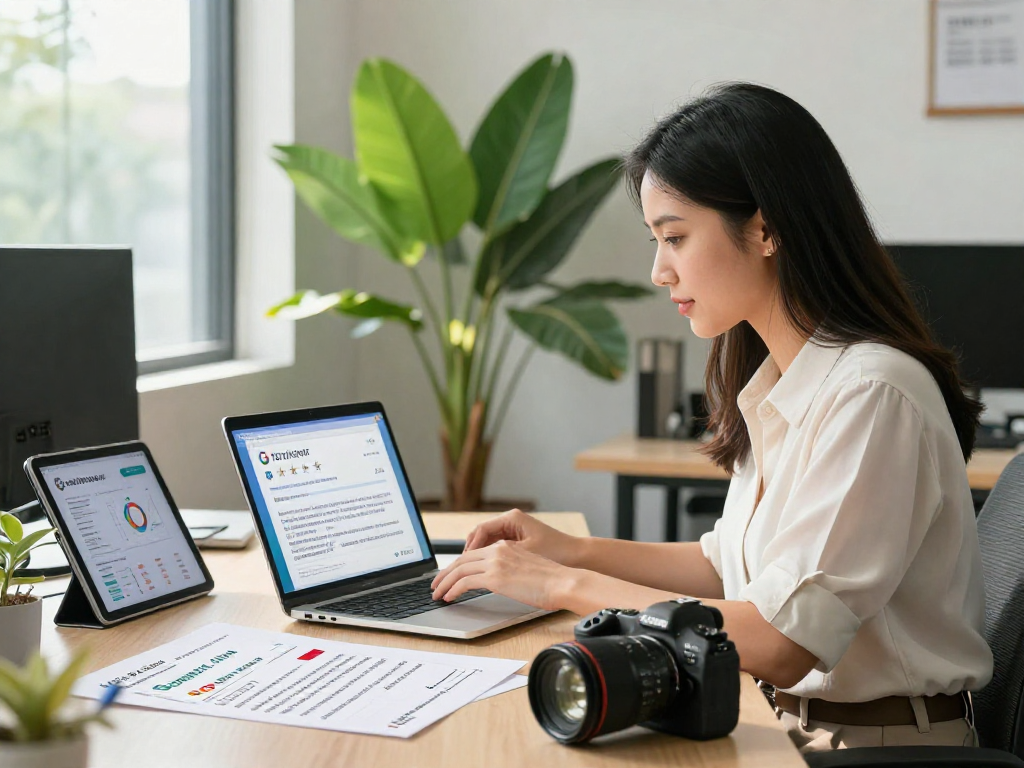 Boost your Google visibility by buying Google reviews Singapore in a modern office setting.