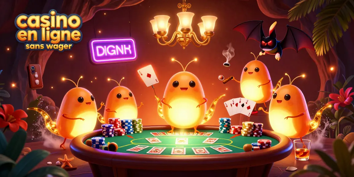 Jouer à des jeux au casino en ligne sans wager avec des vers luisants illuminant l'ambiance.