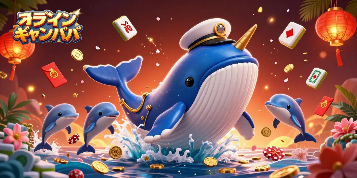 オンライン ギャンブルで遊ぶために、巨大なクジラと仲間のナーホールが魅力的なシーンを演出しています。