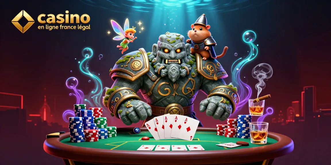 Illustration dynamique d'un casino en ligne France légal avec des personnages de jeu captivants.
