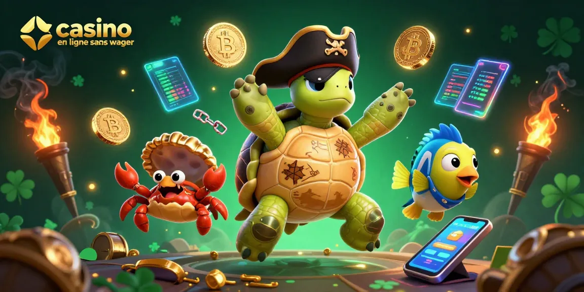 Jouer sur un casino en ligne sans wager avec une illustration colorée de personnages marins cherchant un trésor.