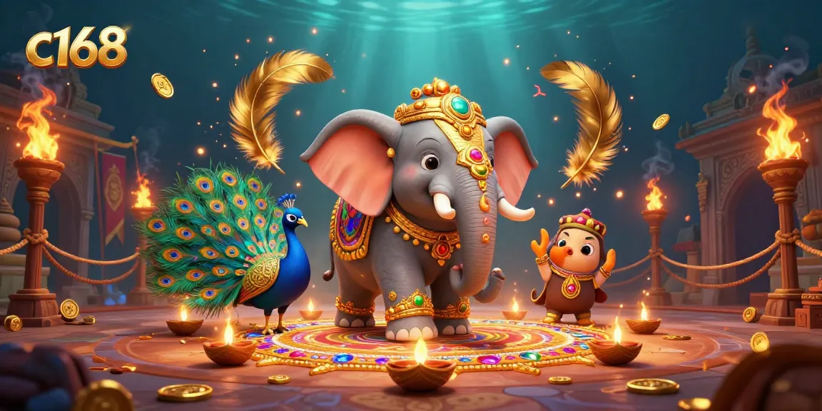 Engage in thrilling gameplay at c168's lively casino, featuring colorful characters and vibrant elements.