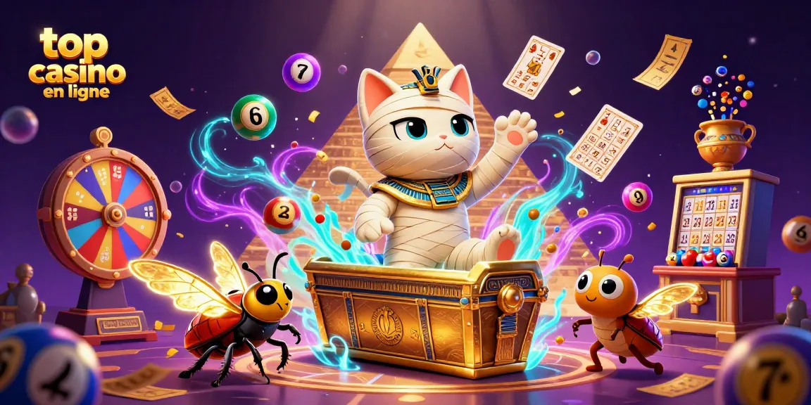 Découvrez les jeux au top casino en ligne avec un chat égyptien émergeant d'un sarcophage d'or.