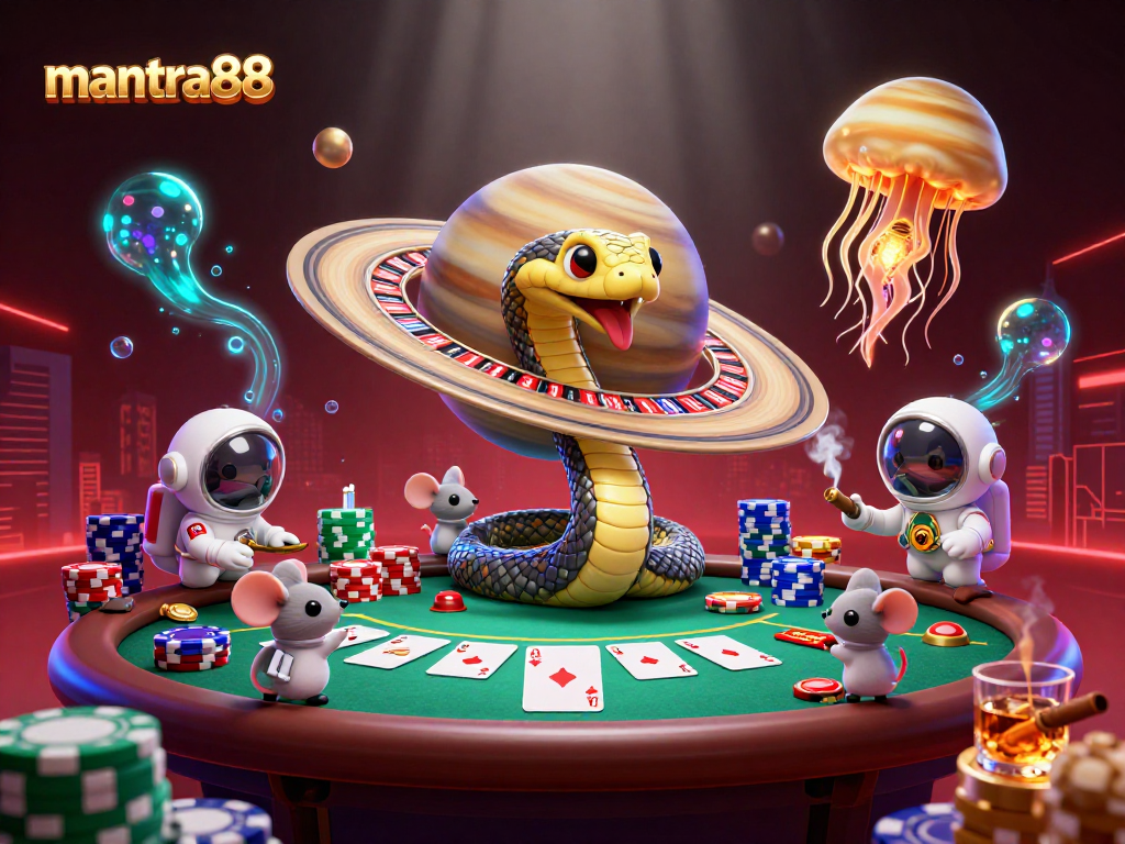Enhance your gaming experience with mantra88's vibrant casino elements and cosmic themes.