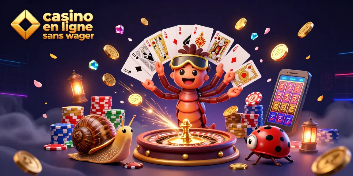 Jouer au casino en ligne sans wager avec des personnages animés et des jetons colorés virevoltant.