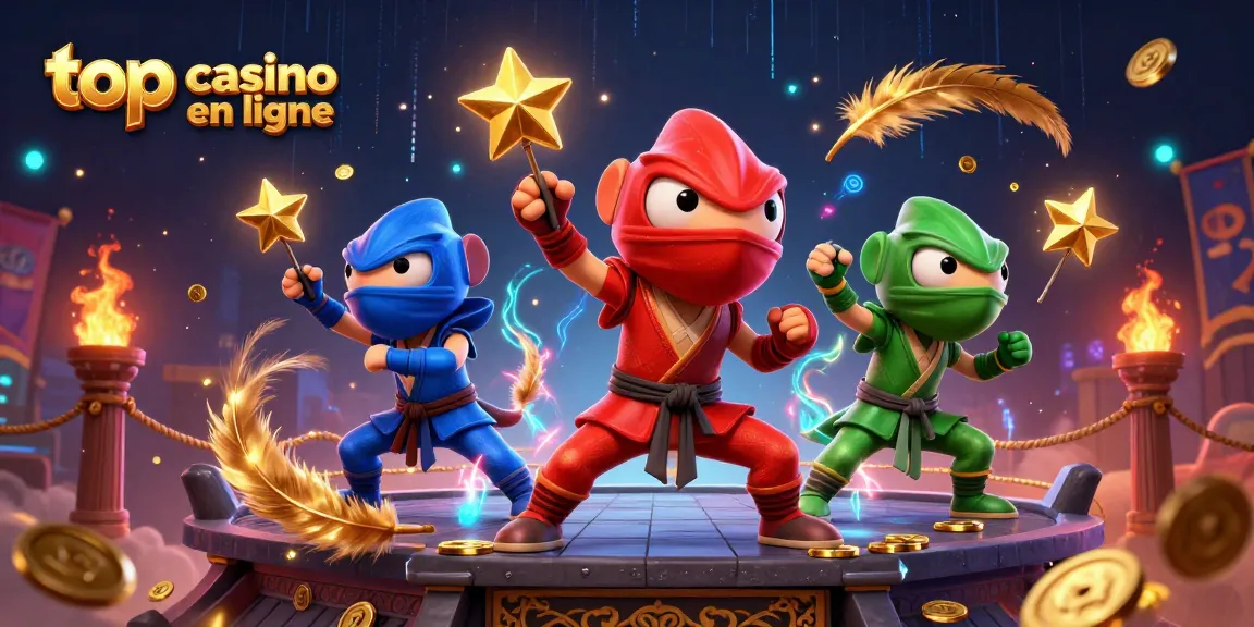 Jouer au top casino en ligne avec les ninjas caméléons dans une scène de casino dynamique.