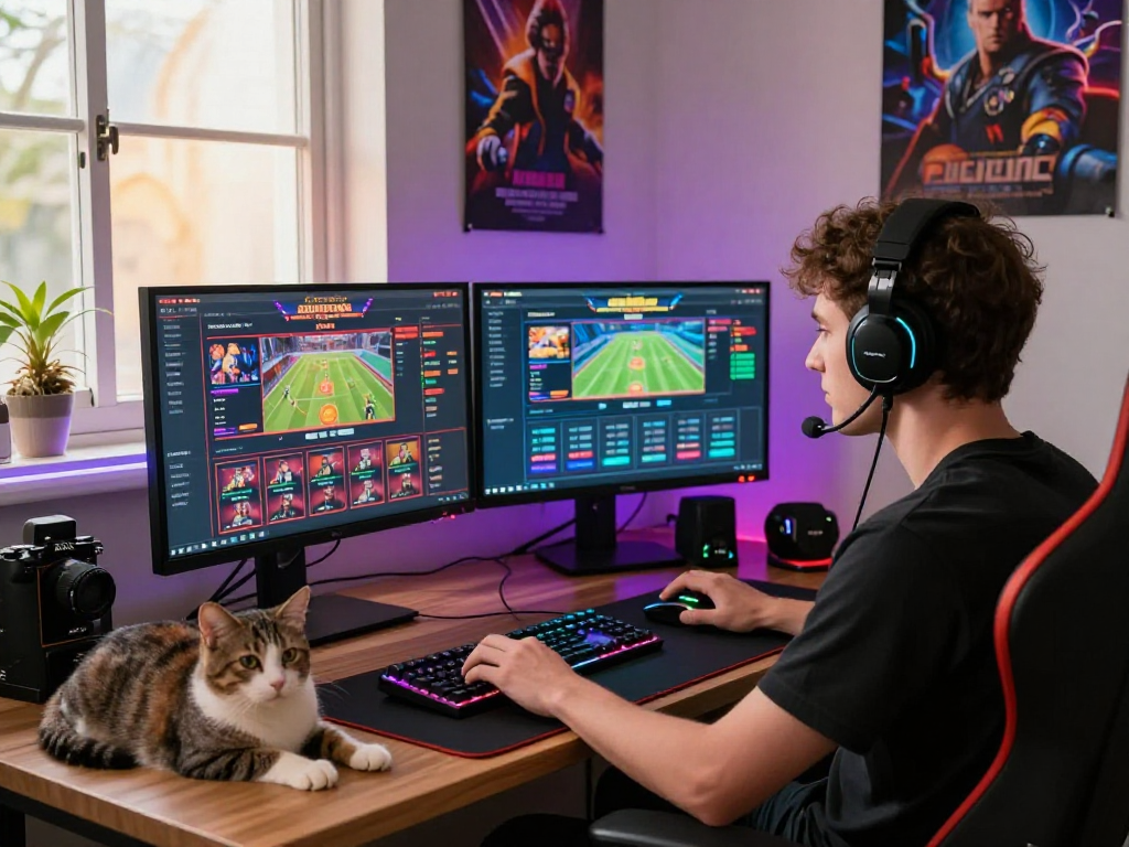 Engaged gamer accessing link raja328 for an immersive online gaming experience.