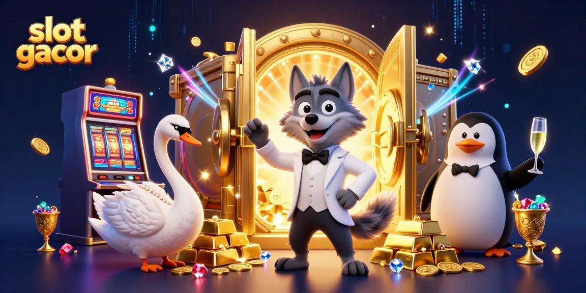 Spin the slot gacor reels in a vibrant 3D casino scene filled with treasure and excitement.