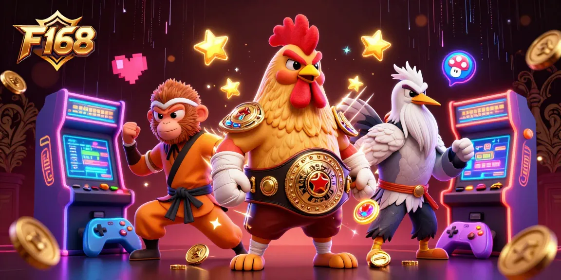 F168 offers an exciting gaming experience with vibrant casino elements and unique characters.