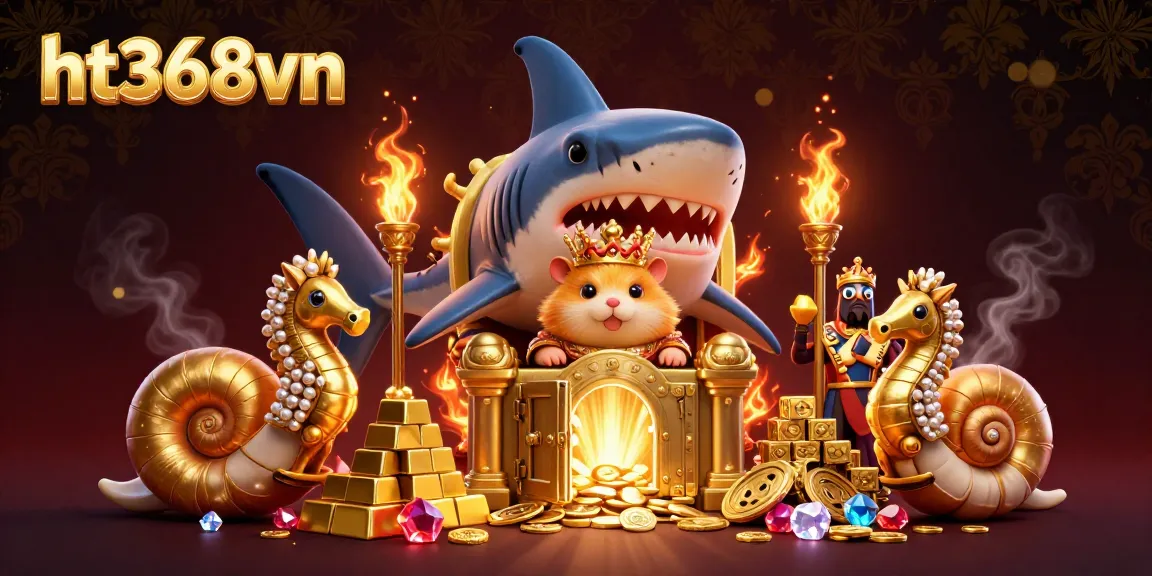 Experience thrilling fun at ht368vn with a vibrant casino scene featuring a golden hamster king and treasure.