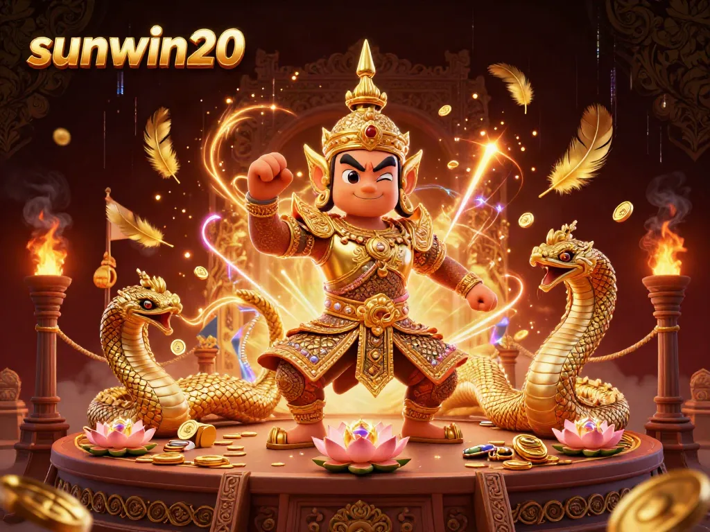 Experience exhilarating gameplay at sunwin20 with a vibrant guardian and Naga in a dynamic casino scene.
