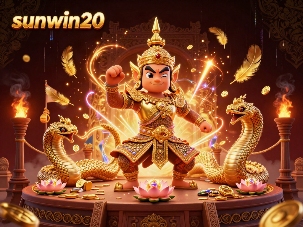 Experience exhilarating gameplay at sunwin20 with a vibrant guardian and Naga in a dynamic casino scene.