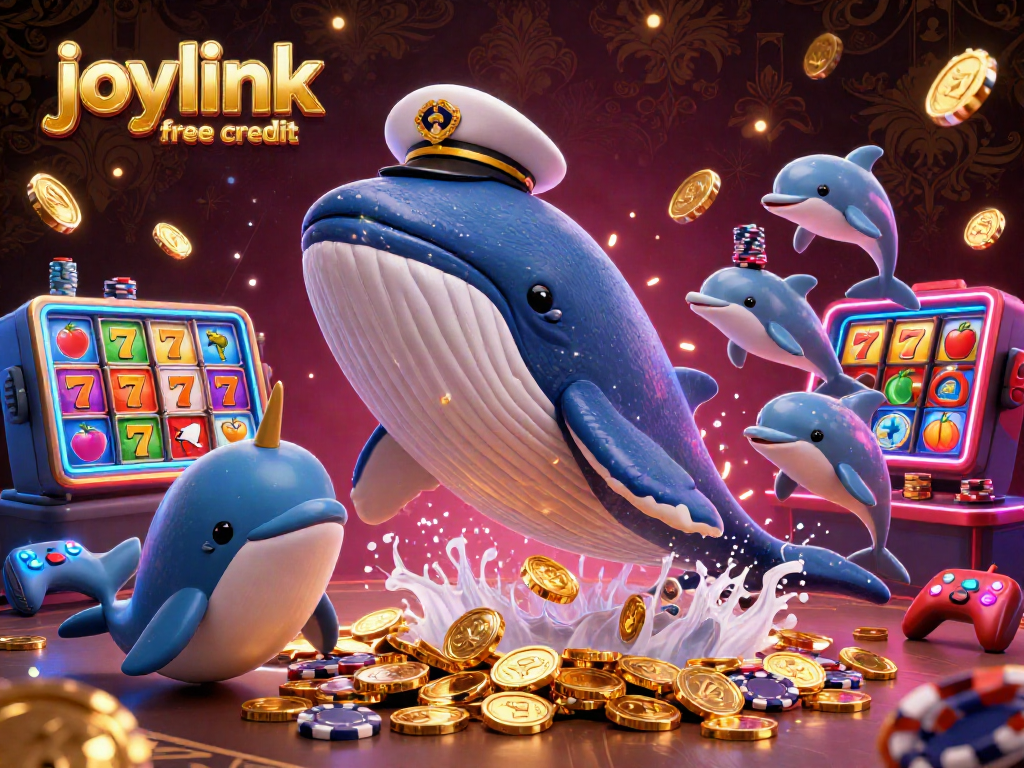 Enjoy thrilling fun with joylink free credit in this lively 3D casino scene filled with vibrant characters and game elements.