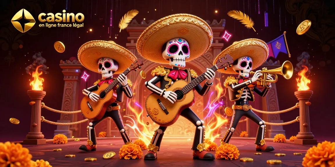 Vivez l'expérience d'un casino en ligne France légal avec des mariachis colorés et des éléments de jeu captivants.