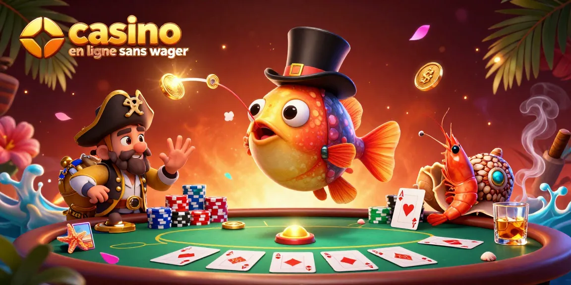 Jouez sur un casino en ligne sans wager avec un poisson-lanterne et des pièces d'or.