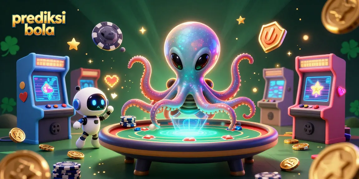 Engage with prediksi bola strategies as a playful alien octopus manages a holographic poker table.