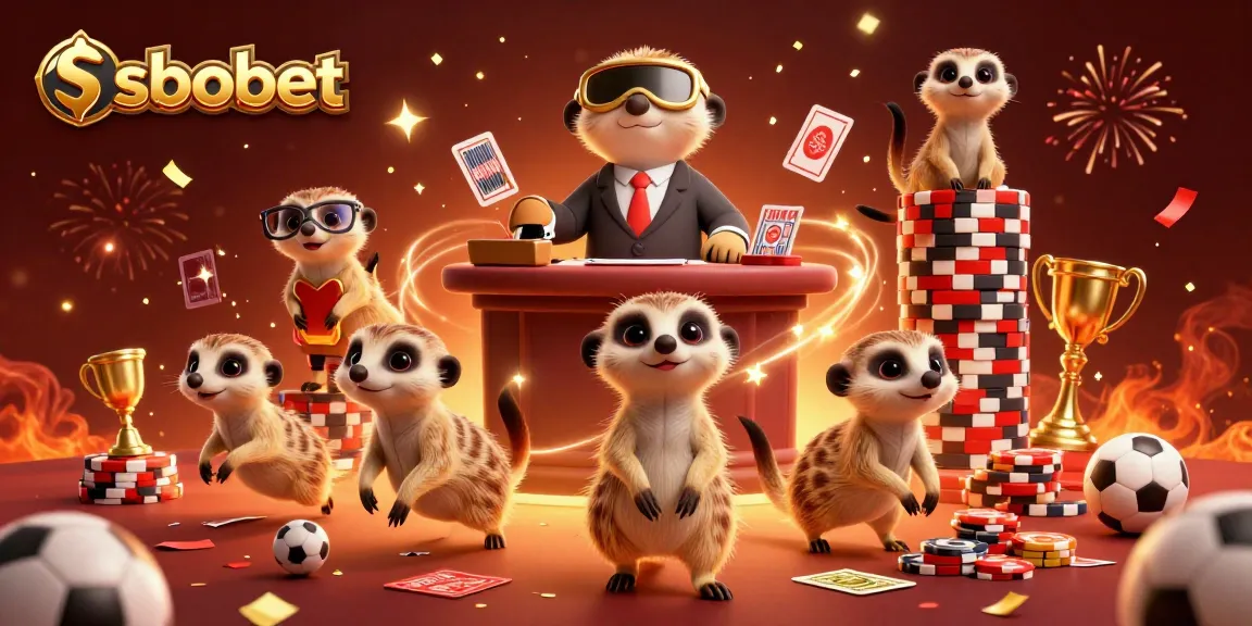 Experience sbobet sports betting excitement with meerkat dealers in this vibrant casino scene.
