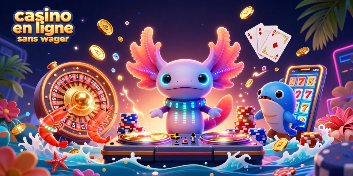 Profitez du plaisir du casino en ligne sans wager avec ce DJ axolotl et des crevettes dansantes.
