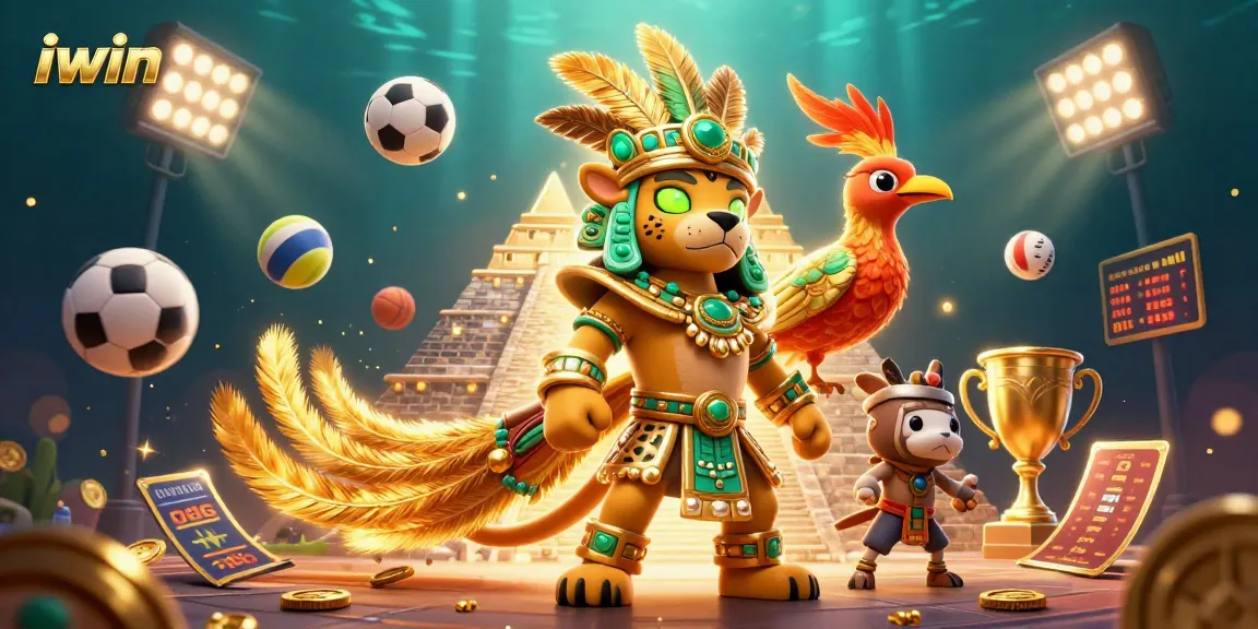 Bet on iwin's thrilling casino games illustrated with vibrant Mayan-themed characters.