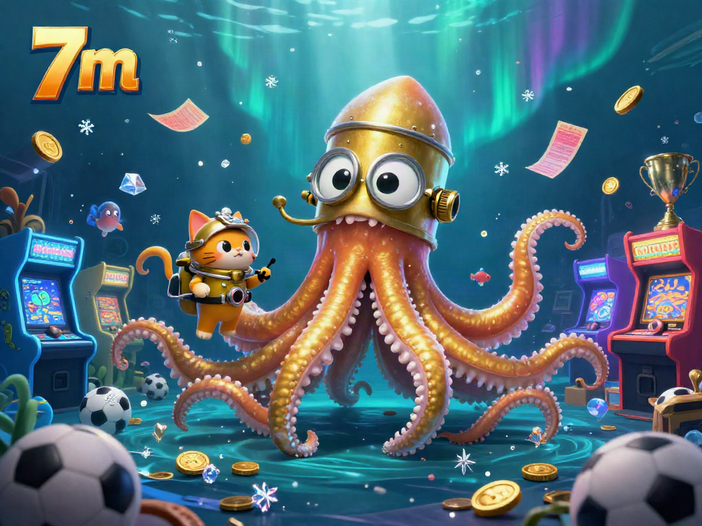 Engage in sports betting excitement with 7 m's underwater kraken scene showcasing thrilling game elements.