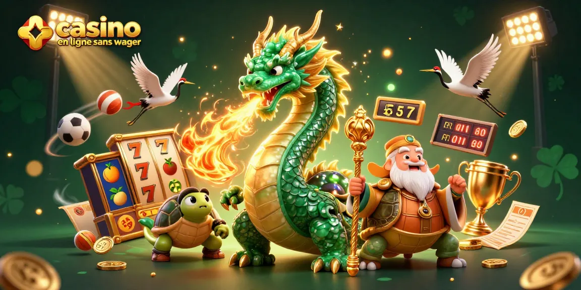 Jouez au casino en ligne sans wager avec des dragons, des tortues sages et des symboles chanceux.