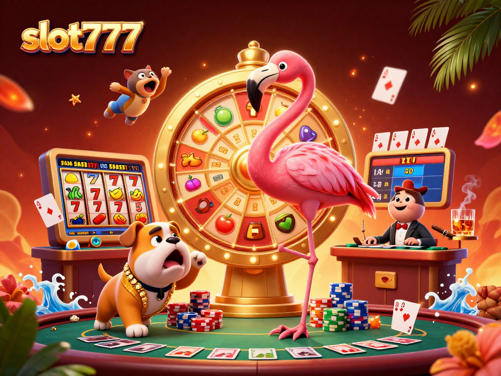 Engage in thrilling slot777 action with a vibrant game show scene featuring dazzling prizes.
