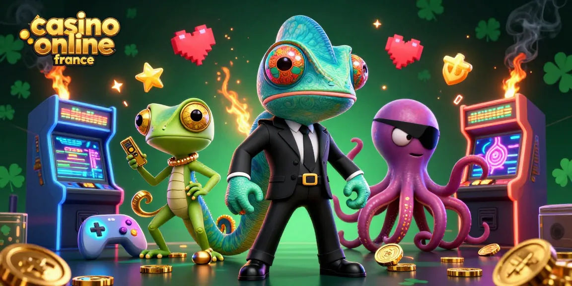 Plongez dans le monde du casino en ligne en France avec un caméléon agent secret et ses alliés colorés.