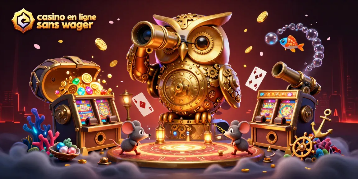 DDécouvrez le monde des jeux avec casino en ligne sans wager, illustré par une chouette d'or dynamique.