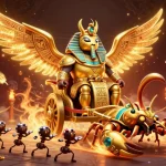 Experience thrilling gameplay with lu88 featuring a golden scarab beetle and jeweled scorpions in action.