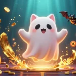 Engage with NHÀ CÁI MM88 at a vibrant haunted casino showcasing playful characters and glowing tokens.