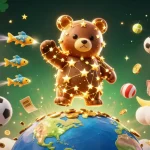 OKWIN's dynamic gaming atmosphere with golden stars, sports balls, and vibrant casino elements