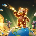 Jouez au casino en ligne légal en France, avec une ourse constellée et des poissons étoilés dans une scène magique.