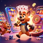 Engage and play iwin with hyena characters in a vibrant casino scene, showcasing fun gaming elements.