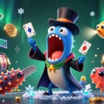 x888's magical deep-sea casino illustration showcases an eel magician and anglerfish spotlighting thrilling card tricks.