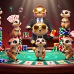 Experience the excitement of fly88 with dynamic meerkat casino operations in a vibrant, detailed scene.