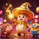 Découvrez une scène de jeu dynamique dans un casino en ligne sans wager, mettant en avant des personnages magiques et des pièces d'or.