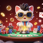 Experience F168's thrilling gambling atmosphere with a mad scientist cat and poker elements.