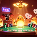Jouer au casino sans vérification avec des lumières scintillantes et des éléments de poker colorés.