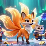 Jouez dans un casino crypto captivant avec un renard à neuf queues et des éléments lumineux.