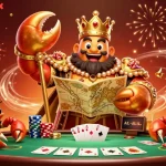 Profitez de l'expérience captivante du casino en ligne sans wager avec un crabe doré portant un sceptre et un plan de trésor.