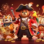 Join the adventure with tikus4d in this vibrant casino illustration featuring dynamic slots, lucky 7s, and treasure!