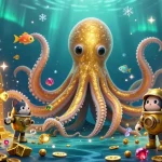 Plongez dans l'univers du casino en ligne sans wager avec un kraken doré et un chat plongeur.